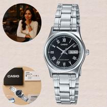 Relógio Elegante Casual Acessório Feminino Casio LTPV006D 1BUDF Aço Inox Analógico Calendário Data e Dia Resistente à Água Relógio Elegante Casual Acessório Feminino Casio LTPV006D 1BUDF Aço Inox Analógico Calendário Data e Dia Resistente à Água