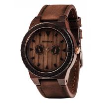 Relógio em Madeira Wewood Leo Leather Chocolate WWLE02