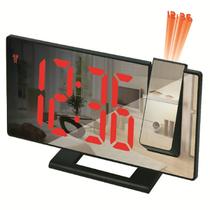 Relógio Espelhado Despertador Projetor Temperatura Hora Data Linha Premium - HOME GOODS