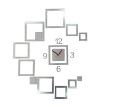 Relógio Espelho Acrílico Quadrados Sala Quarto Escritório Relógio Espelho Acrílico Quadrados Sala Quarto Escritório