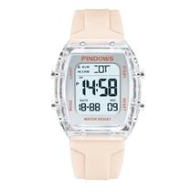 Relógio esportivo feminino PINDOWS digital transparente 5ATM Water