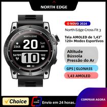 Relógio Esportivo Inteligente Masculino NORTH EDGE 2025 Com GPS, Tela AMOLED HD, 50M ATM, Altímetro,