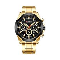 Relógio Esportivo Masculino CURREN - Cronógrafo Dourado com Pulseira de Aço Militar