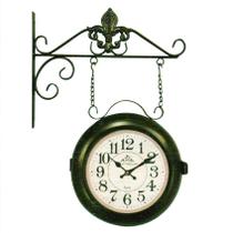 Relógio Estação Dupla Face Retrô Em Metal