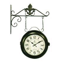 Relógio Estação Dupla Face Retrô Em Metal