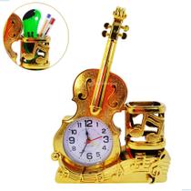 Relógio Estilo e Funcionalidade em Forma de Violino com Porta Lápis e Design Moderno ZB4032