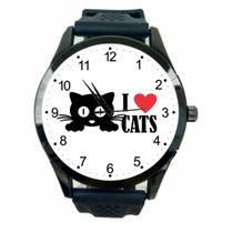 Relógio Eu Amo Gatos De Pulso Unissex I Love Cats T10