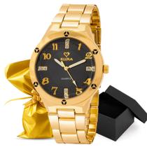 Relógio Eura Metal Dourado Feminino Detalhe Na Caixa + Embalagem Presente Relógio Eura Metal Dourado Feminino Detalhe Na Caixa + Embalagem Presente