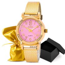 Relógio Eura Silicone Dourado Feminino + Embalagem Presente Relógio Eura Silicone Dourado Feminino + Embalagem Presente