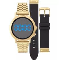 Relógio Euro Feminino Digital EUBJ3407AA/T 4P Pulseira de Aço Dourado e Borracha Preto