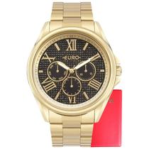 Relógio Euro Feminino Grande Dourado Multiglow Eu6p29aic/4p