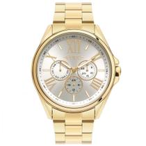 Relógio Euro Feminino Multiglow Dourado Multifunção Mostrador Prata Clássico