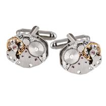 Relógio exclusivo em forma de movimento mecânico Cuff Links para homens