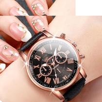 Relógio Fashion QUARTZ pulseira tipo de couro social feminino lançamento números romanos Fivela Relógio Fashion QUARTZ pulseira tipo de couro social feminino lançamento números romanos Fivela