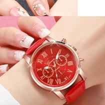 Relógio Fashion QUARTZ pulseira tipo de couro social feminino lançamento números romanos Fivela Relógio Fashion QUARTZ pulseira tipo de couro social feminino lançamento números romanos Fivela