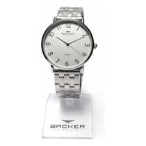 Relógio feminin prateado casual social pulseira aço inox