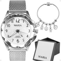 Relogio Feminino Aco Inox Prata + Caixa moda casual strass presente qualidade premium edição limitada prova dagua social