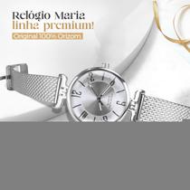 Relogio Feminino Aço Inox Prova Agua Prata Silicone + Caixa qualidade premium presente strass moda pulseira ajustavel