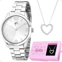 relogio feminino aço prata + caixa + colar barbie coração moda original casual inoxidavel edição limitada social relogio feminino aço prata + caixa + colar barbie coração moda original casual inoxidavel edição limitada social