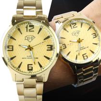 Relogio feminino aço prova d agua dourado - DHP