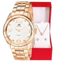 Relógio Feminino Ana Hickmann Rosé Analógico Aço Inox Cristais AH28606Z Colar e Brincos Relógio Feminino Ana Hickmann Rosé Analógico Aço Inox Cristais AH28606Z Colar e Brincos