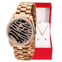 Relógio Feminino Ana Hickmann Rosé Social Cristais AH28204U Colar e Brincos Relógio Feminino Ana Hickmann Rosé Social Cristais AH28204U Colar e Brincos