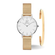 Relógio Feminino Analógico Dourado Casual Delicado New Port 32mm + Bracelete