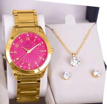 Relógio Feminino Analógico Dourado Rosa Champion CN29883Z Garantia de um ano
