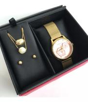 Relógio feminino analógico Lince LRGJ144L Rosa e dourado