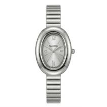 Relógio Feminino Analógico Oval Mini Social Casual Luxo Inox Prateado