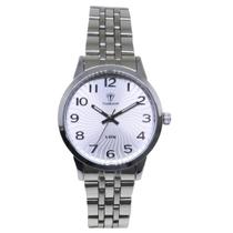 Relógio Feminino Analógico Tuguir 9182C Resistente à água 5 ATM Caixa em Metal Prata Pulseira de Aço Visor Cristal Mineral Redondo Dobrável com Botão