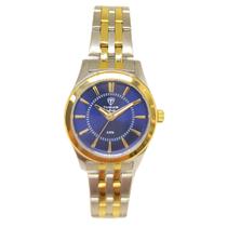 Relógio Feminino Analógico Tuguir Infinity 2462H Resistente à água 5 ATM Azul Caixa em Aço Prata Pulseira de Aço Visor Cristal Mineral Redondo