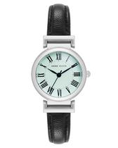 Relógio feminino Anne Klein, pulseira de couro preta, 30 m, resistente à água