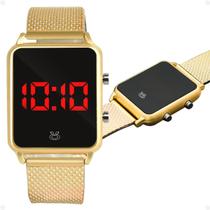 relogio feminino banhado digital premium inox qualidade social presente original pulseira ajustável led casual