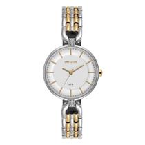 Relógio Feminino Bicolor com Cristais Pulseira Sólida - Seculus