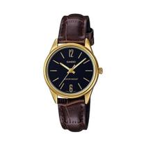 Relógio Feminino Casio Dourado Com Pulseira De Couro Marrom Relógio Feminino Casio Dourado Com Pulseira De Couro Marrom