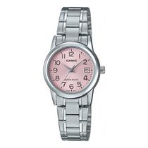 Relógio Feminino Casio Prata Aço Fundo Rosa Ltp-V002D-4Budf
