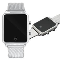 relogio feminino casual digital aço inox led prata original pulseira ajustavel ajustavel casual moda presente silicone