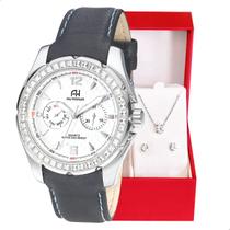 Relógio Feminino Champion Ana Hickmann Couro AH30219Q Colar e Brincos Relógio Feminino Champion Ana Hickmann Couro AH30219Q Colar e Brincos