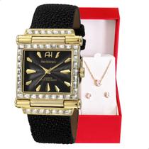 Relógio Feminino Champion Ana Hickmann Quadrado AH20051P Kit Colar e Brincos Relógio Feminino Champion Ana Hickmann Quadrado AH20051P Kit Colar e Brincos