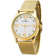 Relogio Feminino Champion Analogico Aço Inoxidavel Dourado Casual Original Com Colar e Brinco Resistente a Agua 1 Ano de Garantia CN29098W