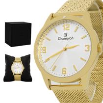 Relogio Feminino Champion Analogico Aço Inoxidavel Dourado Mostrador Branco Original Resistente a Agua 1 Anos de Garantia CN21238H