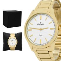 Relogio Feminino Champion Analogico Aço Inoxidavel Dourado SLine Social Original Resistente a Agua 1 Ano de Garantia RCHCN21050H