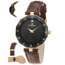 Relógio feminino champion analógico dourado e preto CN24495U Relógio feminino champion analógico dourado e preto CN24495U