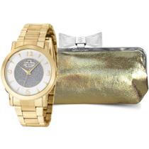 Relógio Feminino Champion CN25136G + Bolsa Dourada