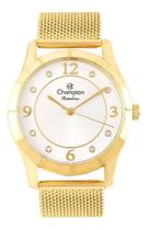 Relógio Feminino Champion de Pulso Clássico Dourado Luxo Executivo Mais Colar e Brincos CN29910W