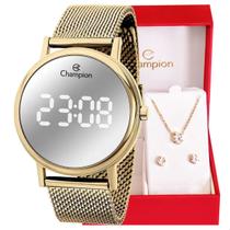 Relógio Feminino Champion Digital Dourado Espelhado CH40179B