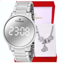 Relógio Feminino Champion Digital Espelhado Prata CH40147S + Pulseira Berloques Relógio Feminino Champion Digital Espelhado Prata CH40147S + Pulseira Berloques