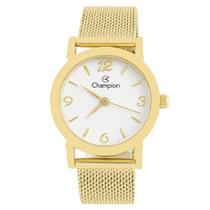 Relógio Feminino Champion Dourado Aço Mostrador Branco Original Resistente à Água CF24082H Relógio Feminino Champion Dourado Aço Mostrador Branco Original Resistente à Água CF24082H