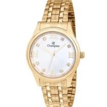 Relogio Feminino Champion dourado algarismo romano strass a prova dagua CN24164H